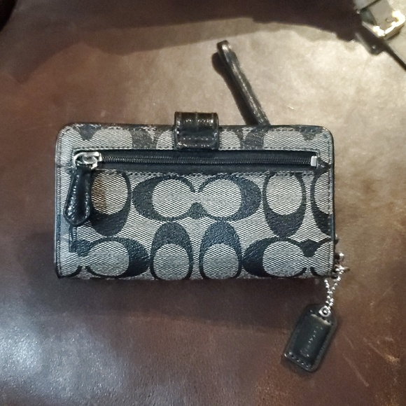 Coach Gray and Black Signature Wristlet Wallet - Picture 4 of 7